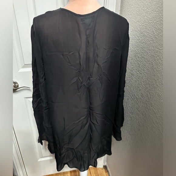 Neiman Marcus Silk Black Blouse with Ruffle Frills - Picture 6 of 8